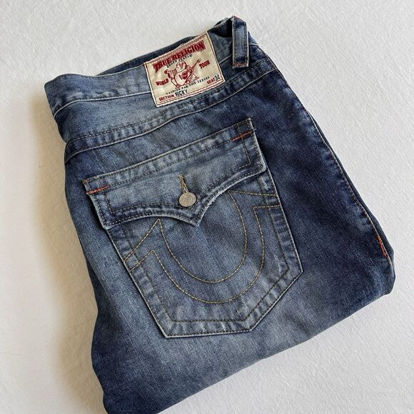 True Religion Men’s Bleached Ricky Jeans Size 42 x 30 Mens USA Made